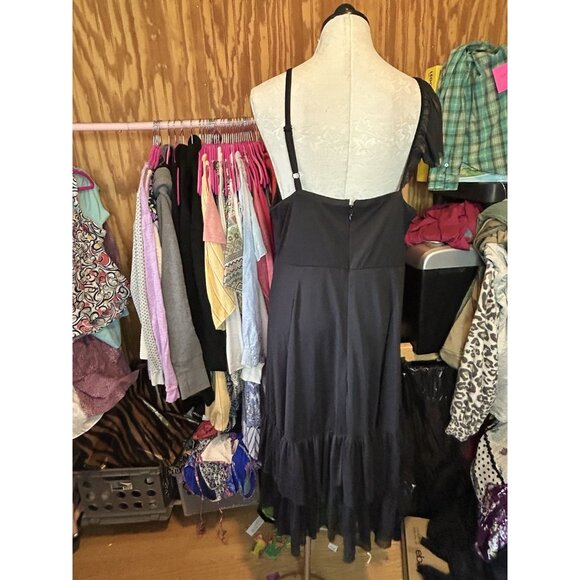 Torrid 3 (3X) Black Midi Mesh Ruffle Surplice Dress Cocktail Party - Picture 7 of 11